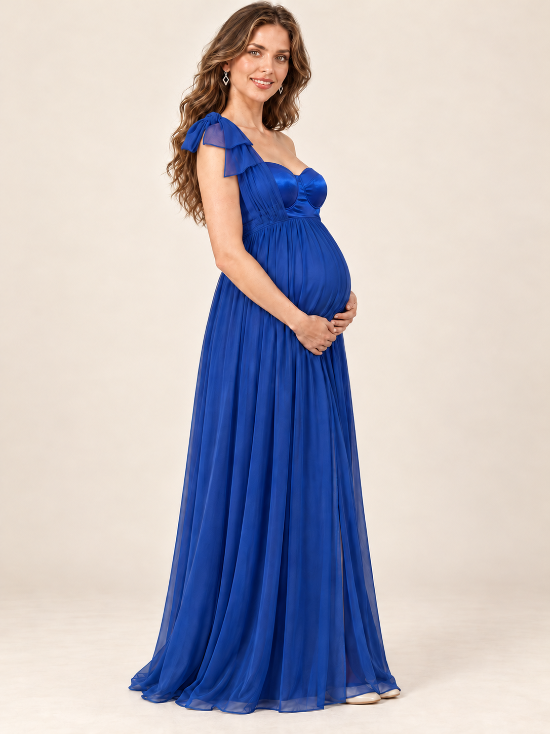 Estelle Royal Blue maternity dress — side silhouette