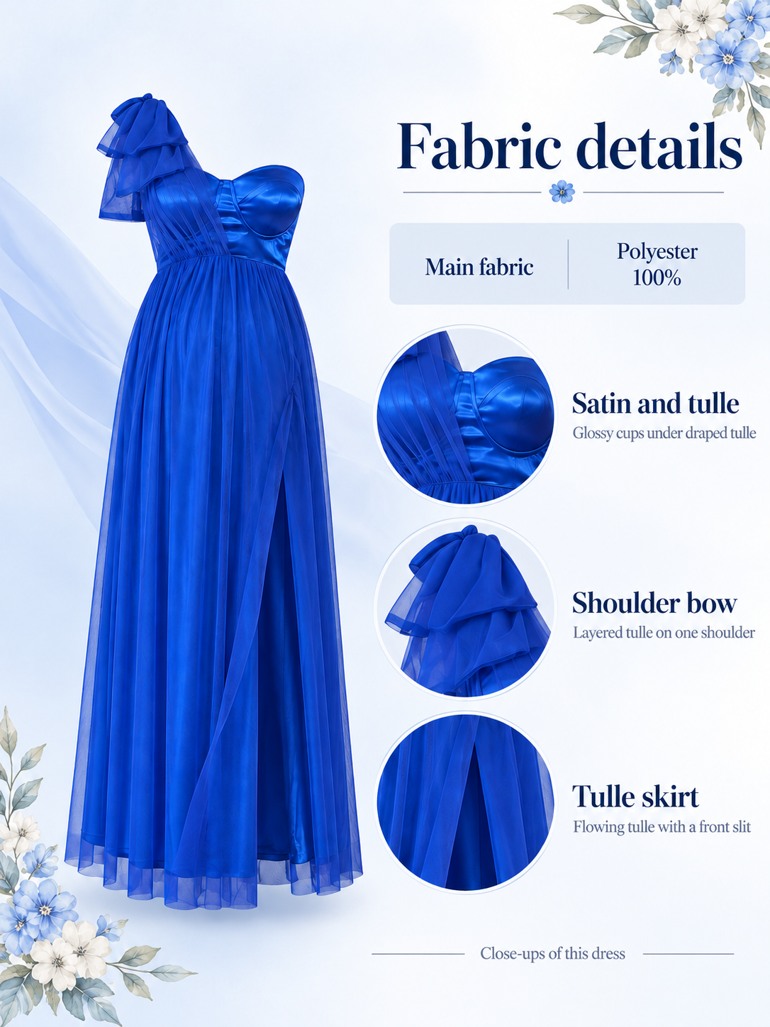 Material guide for the Estelle Royal Blue maternity dress