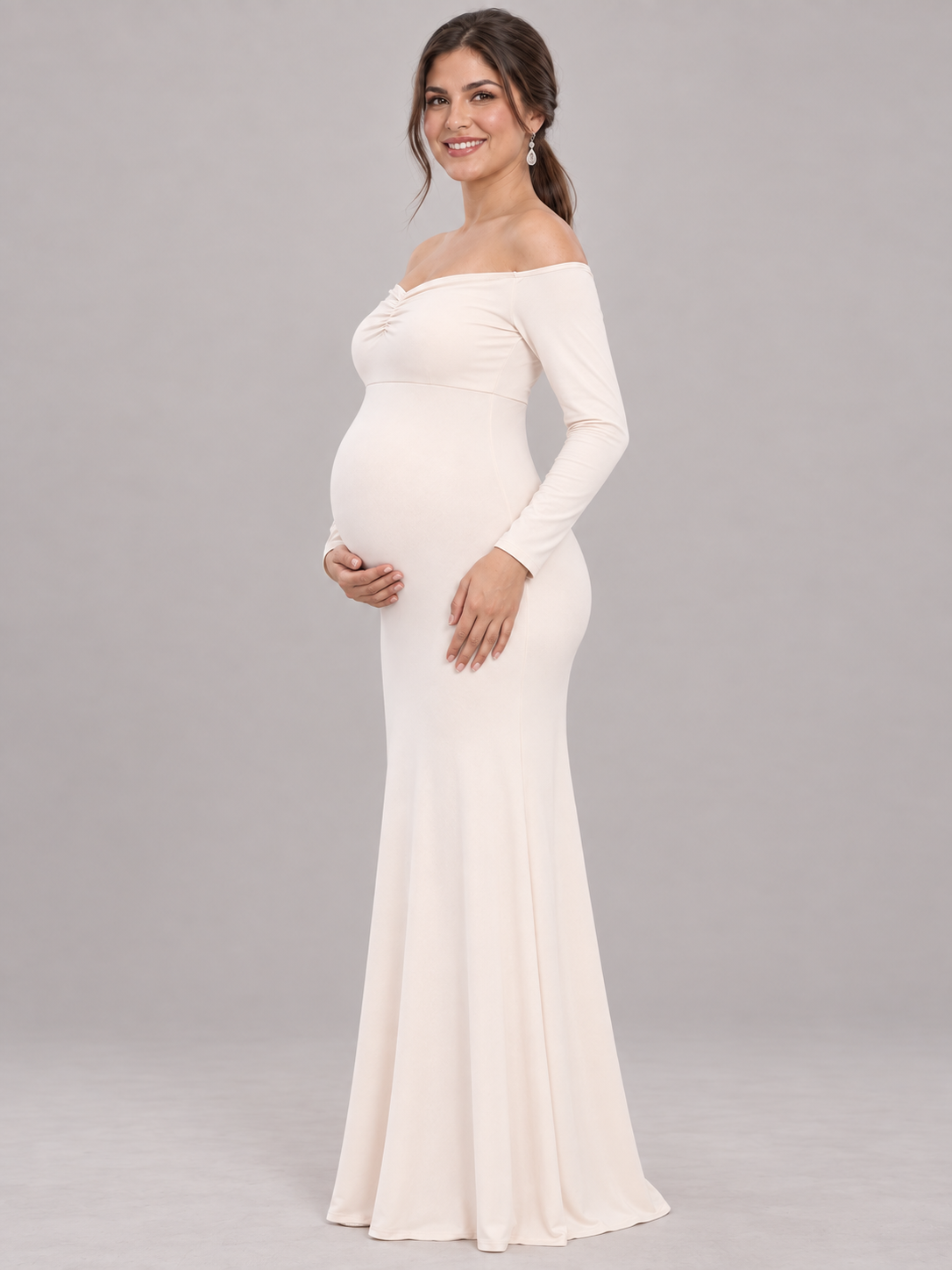Amelise Ivory maternity dress — side silhouette