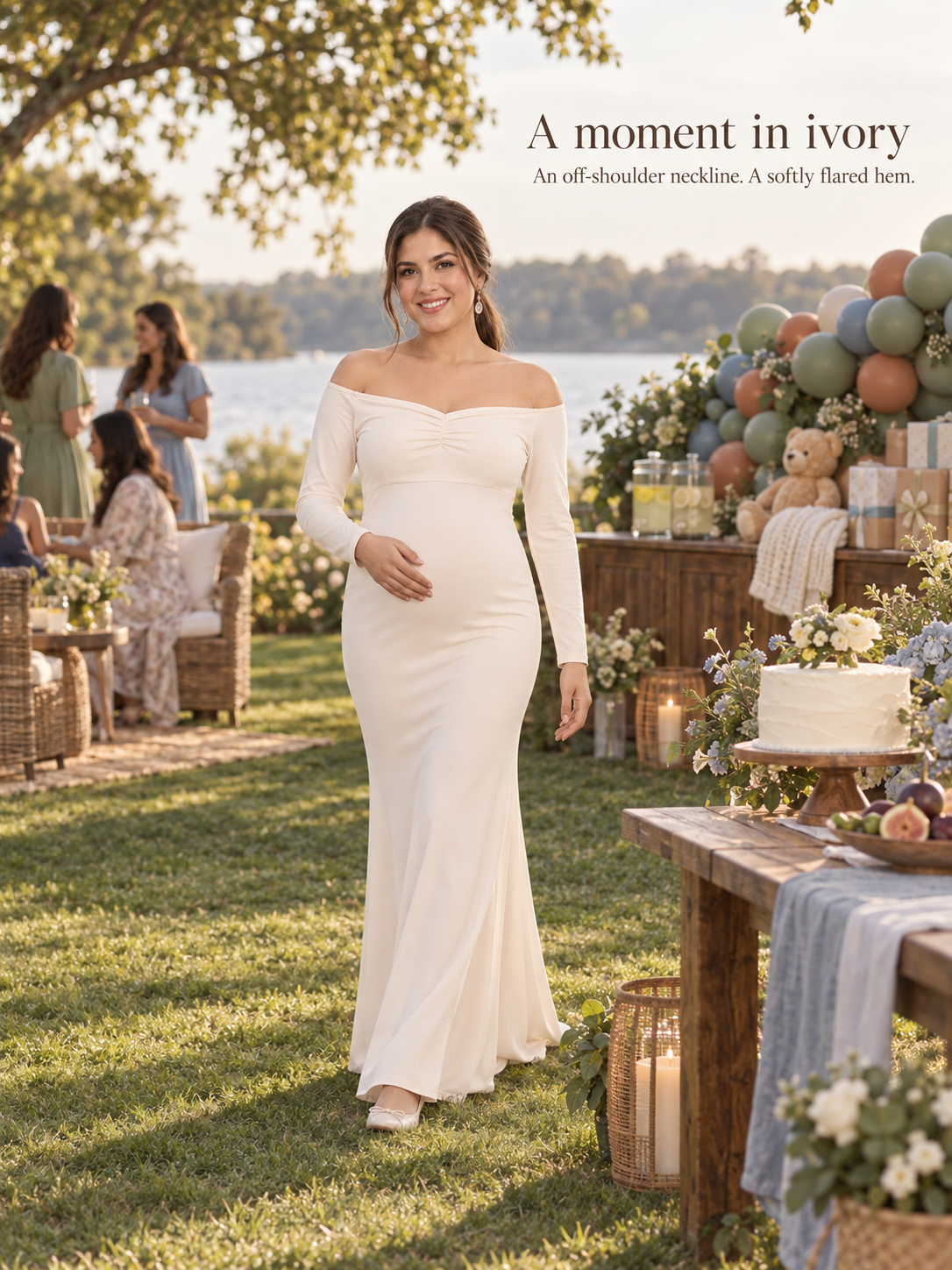 Amelise Ivory maternity dress — full dress silhouette