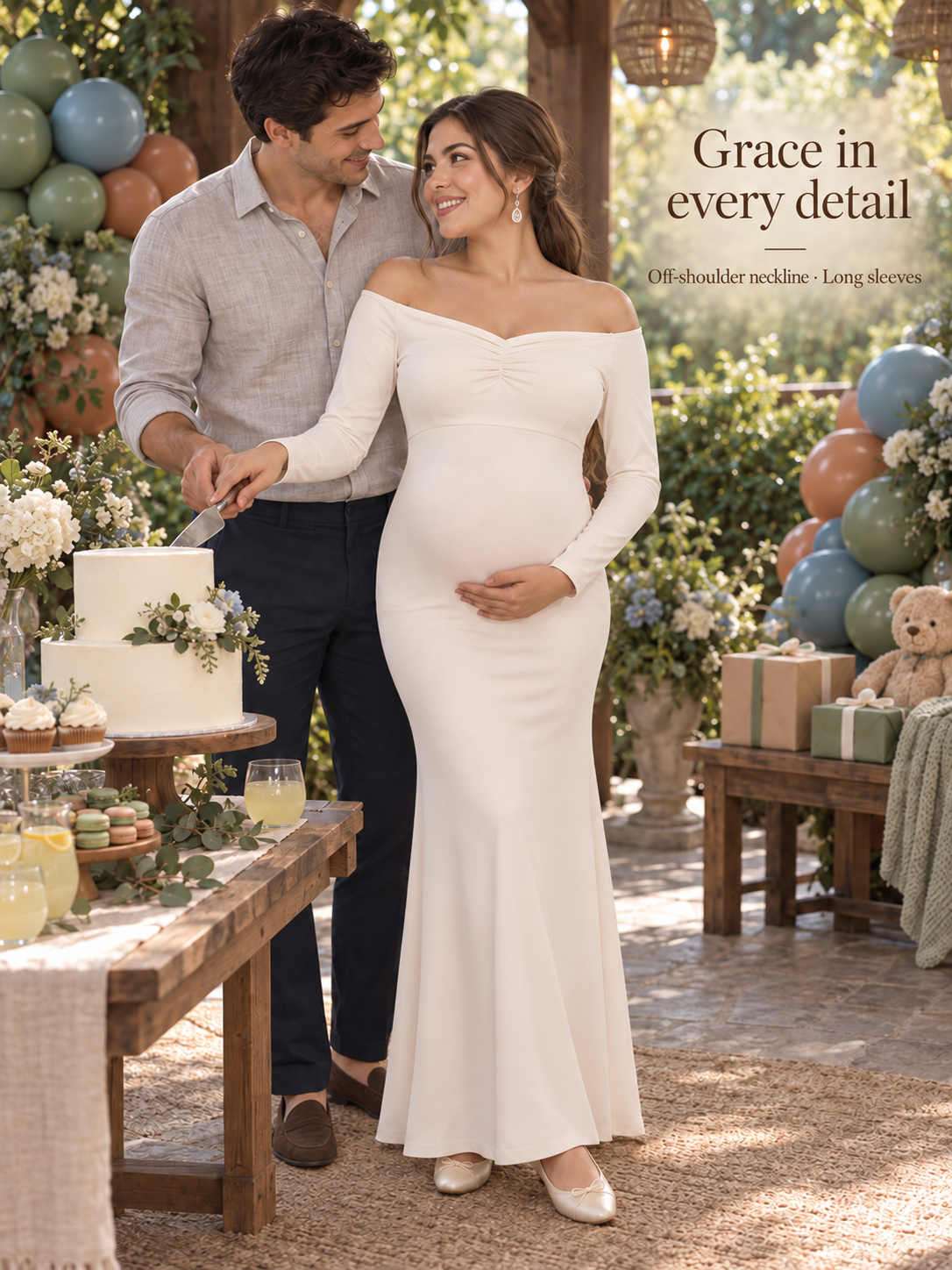 Amelise Ivory maternity dress — dress details