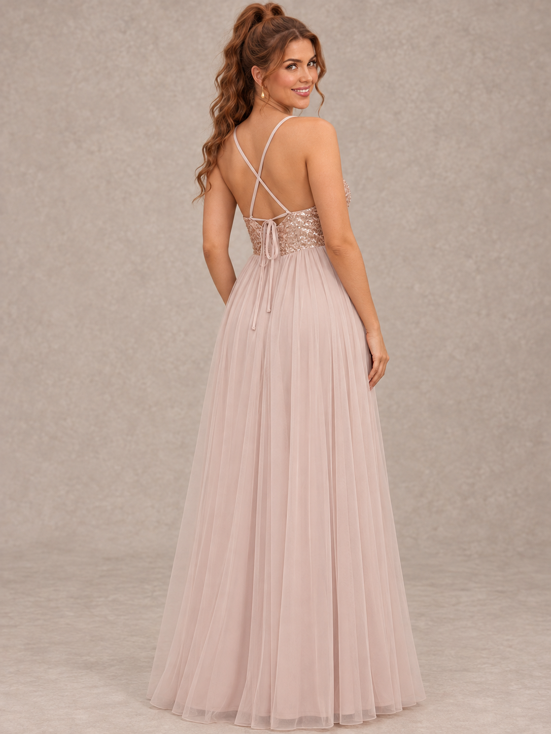 Serelle Champagne maternity dress — back view