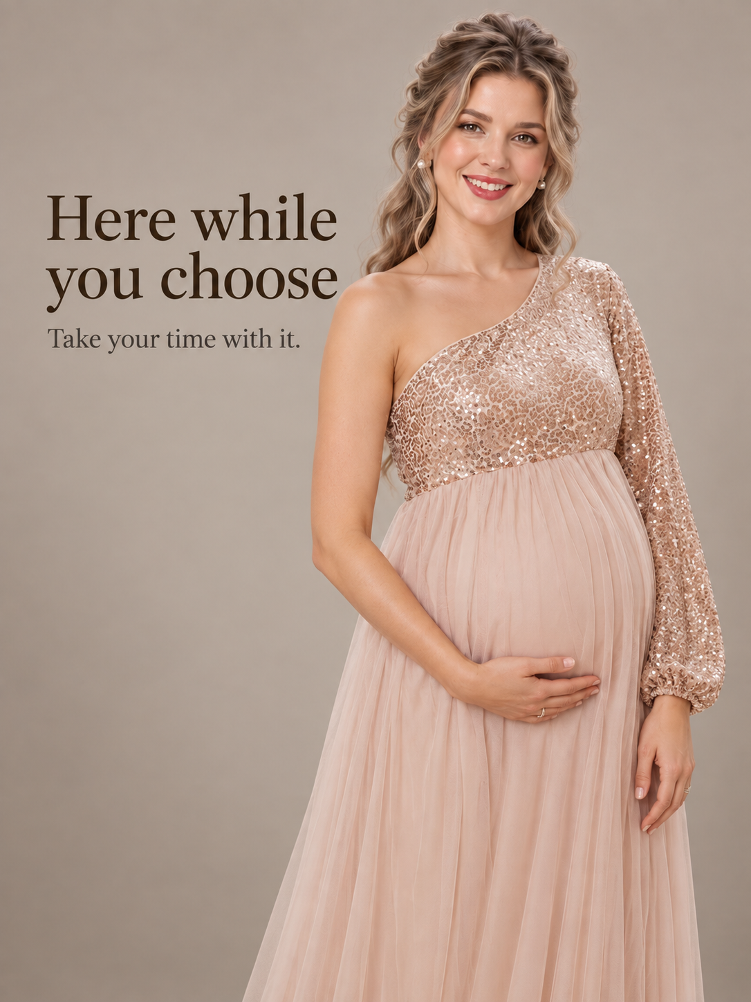 Vivienne Rose Gold maternity dress — choosing your baby shower dress