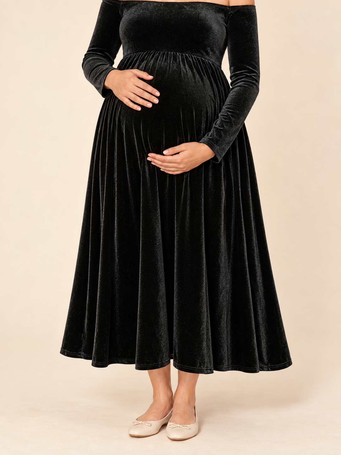 Colette Black maternity dress — front view against a soft studio background