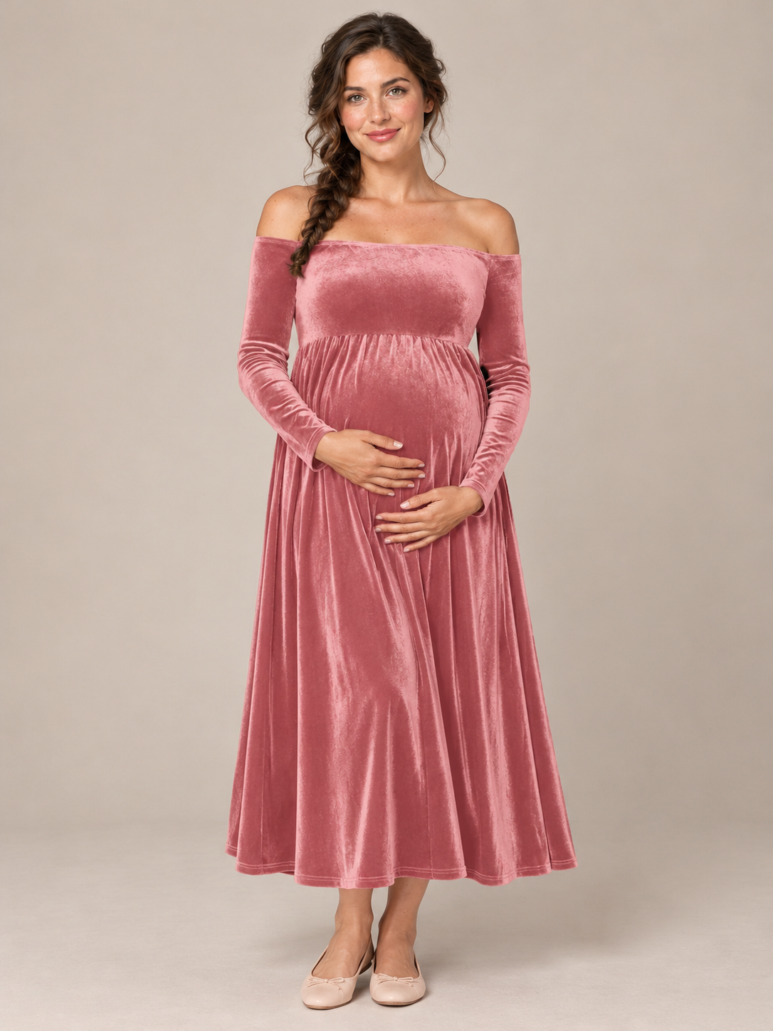 Colette Dusty Rose maternity dress — front view against a soft studio background