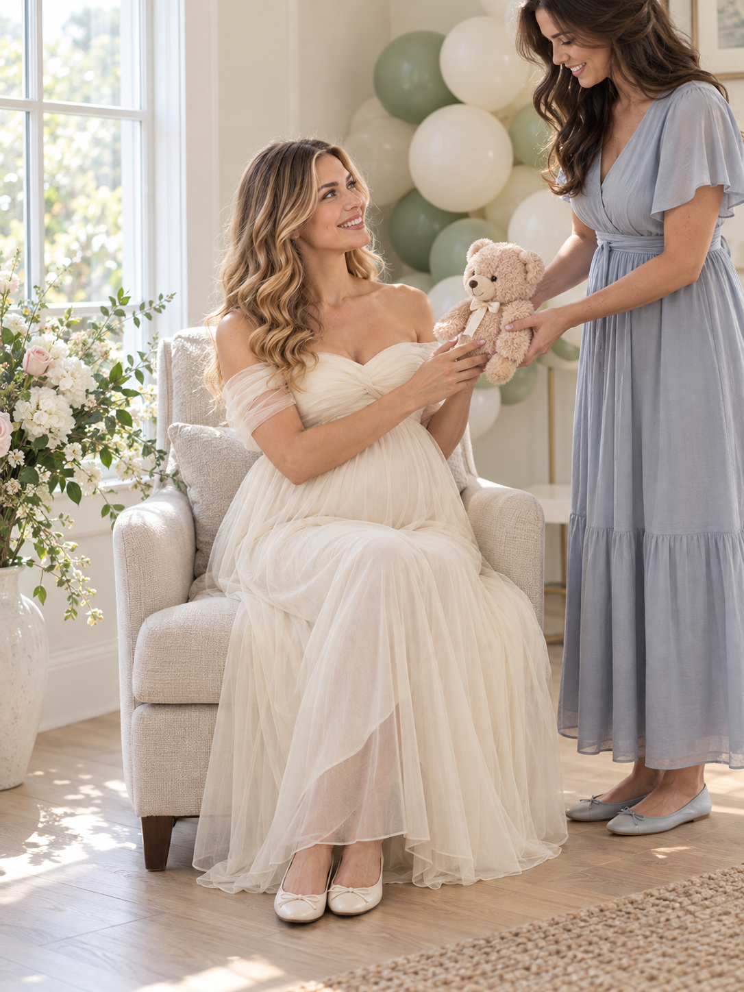 Orielle Off White maternity dress — celebration with loved ones