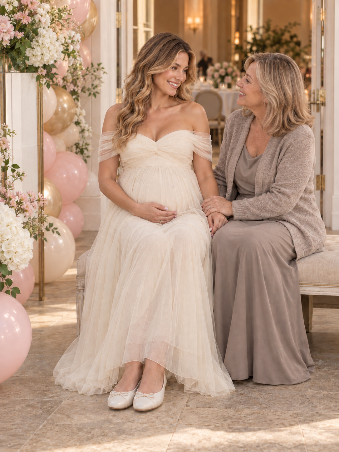 Orielle Off White maternity dress — celebration arrival