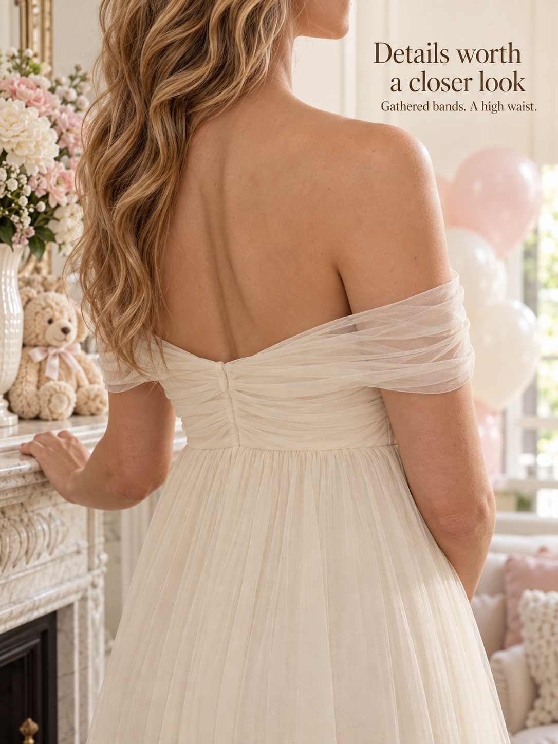 Orielle Off White maternity dress — back or construction detail
