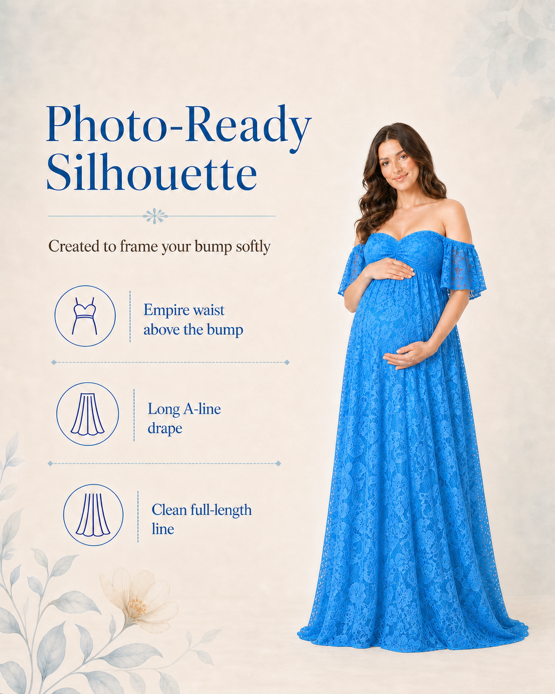 Aqua Blue maternity silhouette standing full-length for a coastal photoshoot
