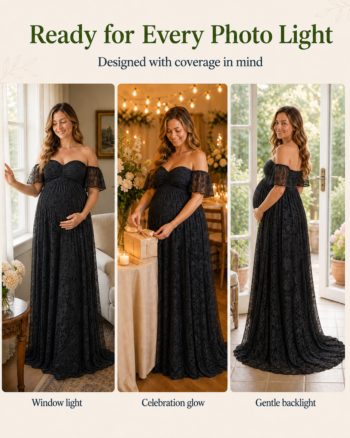 Black lace under studio key light and softer fill, showing sheerness without color shift claims