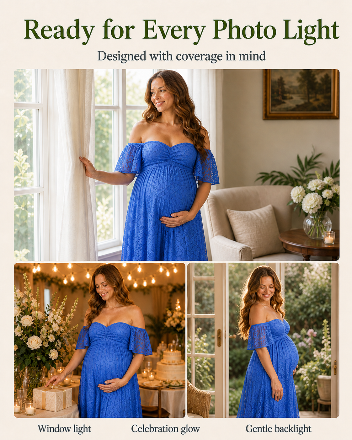 Royal Blue lace in bright studio light versus softer shade, saturation changing with exposure