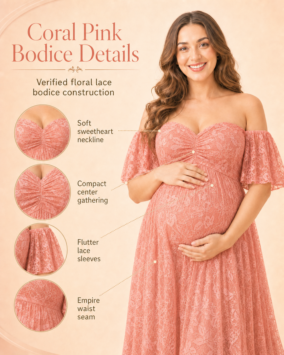 Coral Pink bodice card showing flutter sleeves and an unstructured sweetheart