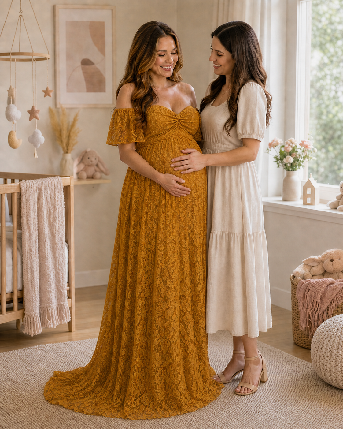 Antique Gold family anticipation portrait in golden-hour light
