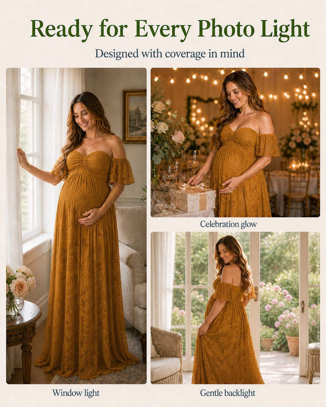 Antique Gold lace in late sun versus shade, warmth rising and falling with the light