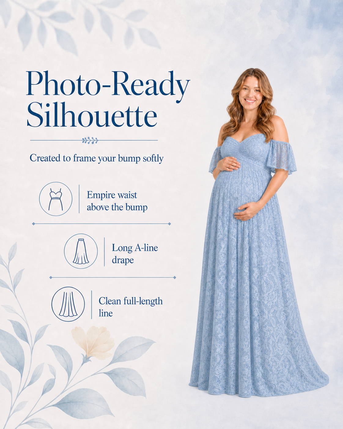 Misty Blue full-length maternity pose for a window-light photoshoot