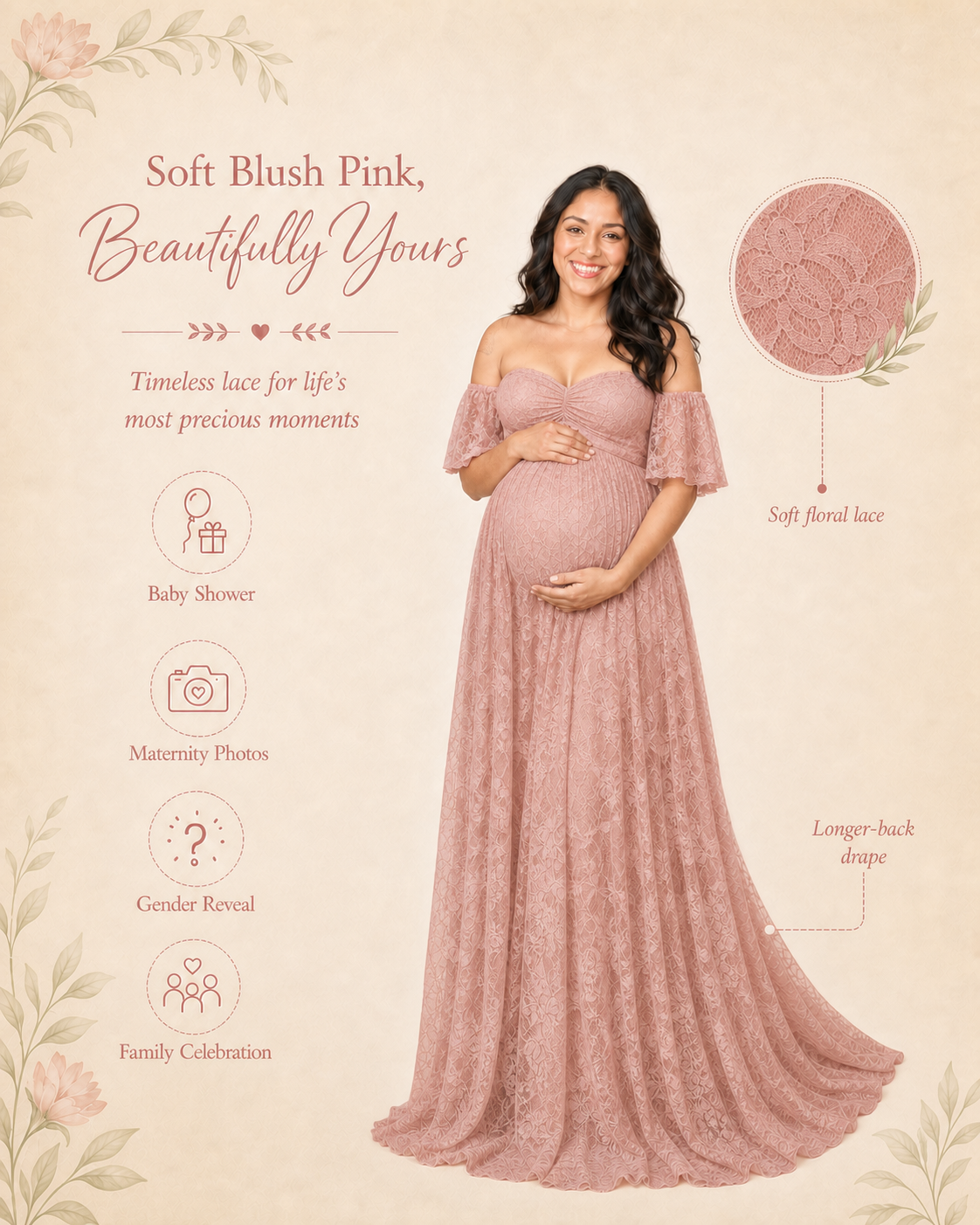 Soft Blush Pink maternity dress kept as a classic baby shower memory