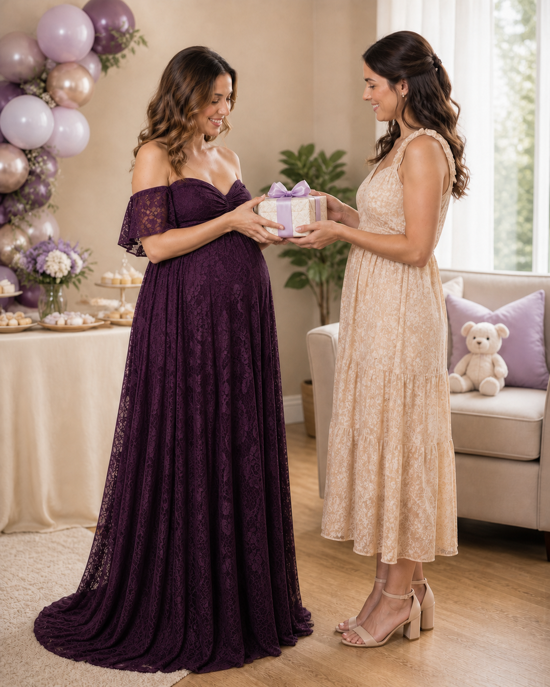 Deep Plum Purple celebration portrait under moody studio light