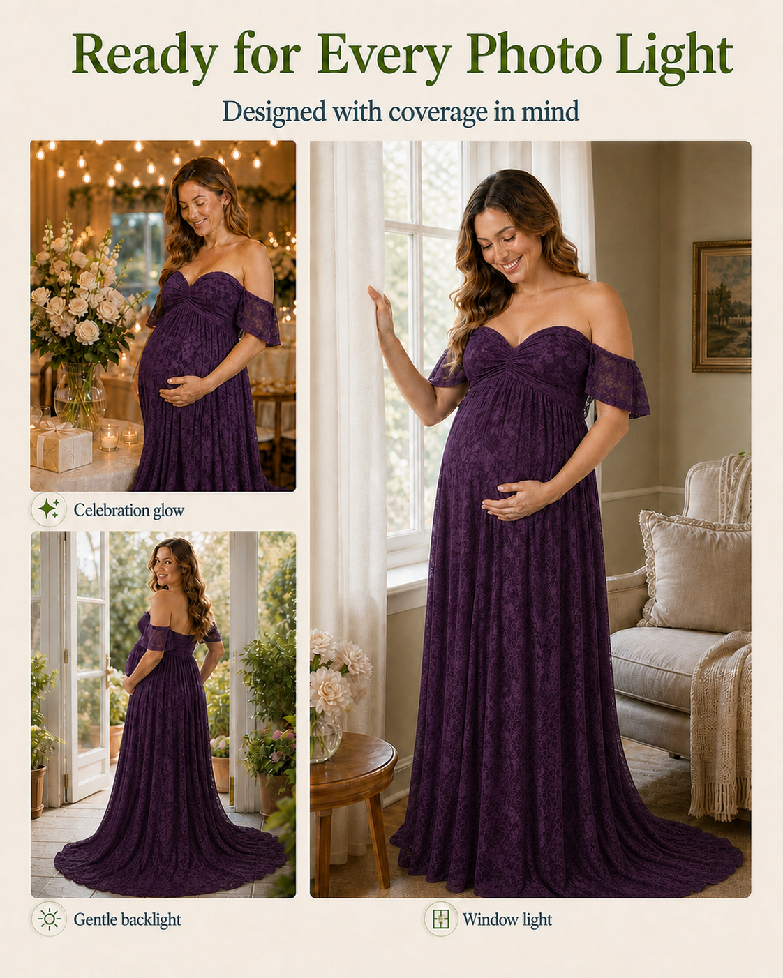 Deep Plum Purple lace in low key light versus brighter fill, depth changing with exposure
