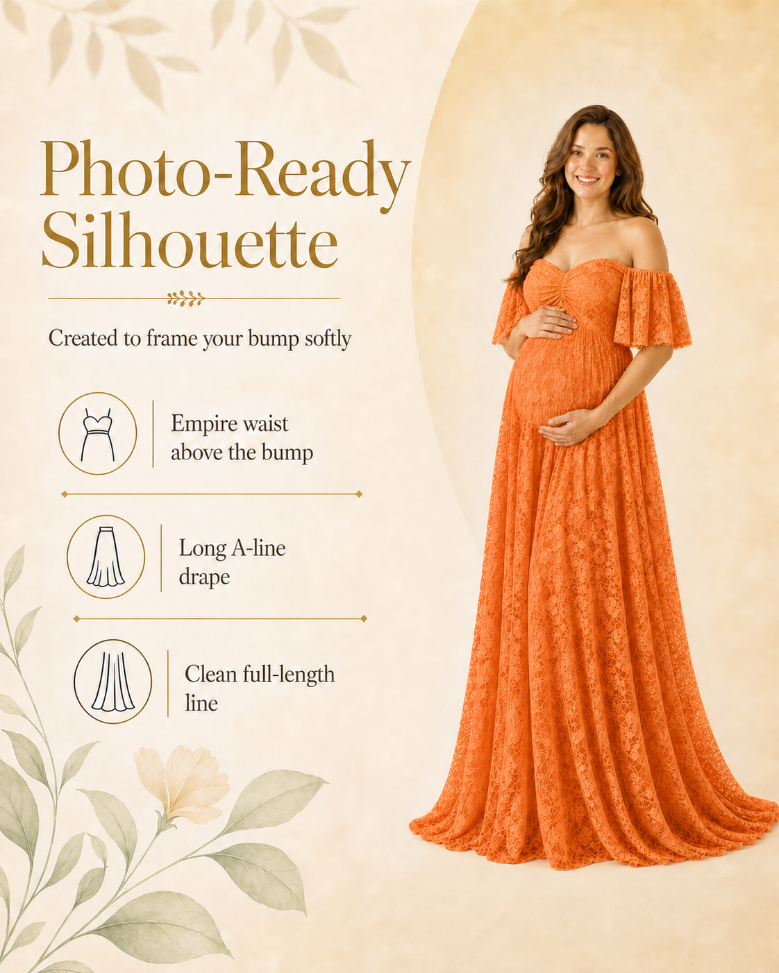 Ginger Orange full-length maternity silhouette for an autumn photoshoot