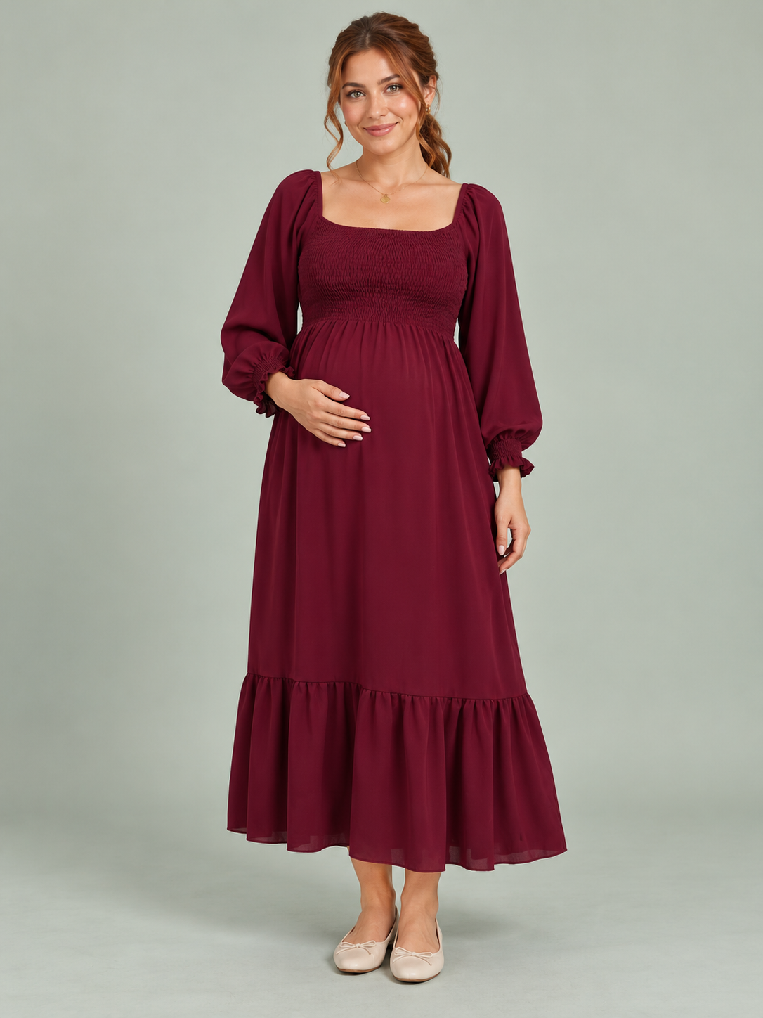 Cecily Ruby Heart Maternity Baby Shower Dress