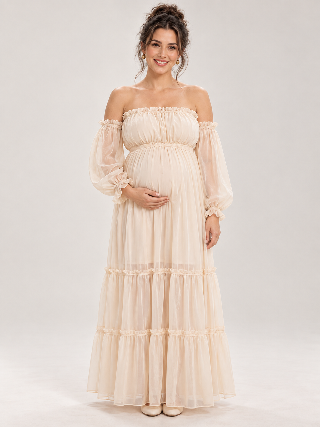 Evelisse Apricot Dawn Maternity Baby Shower Dress