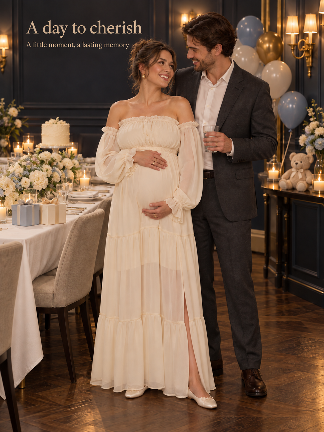 Evelisse Apricot maternity dress — occasion styling