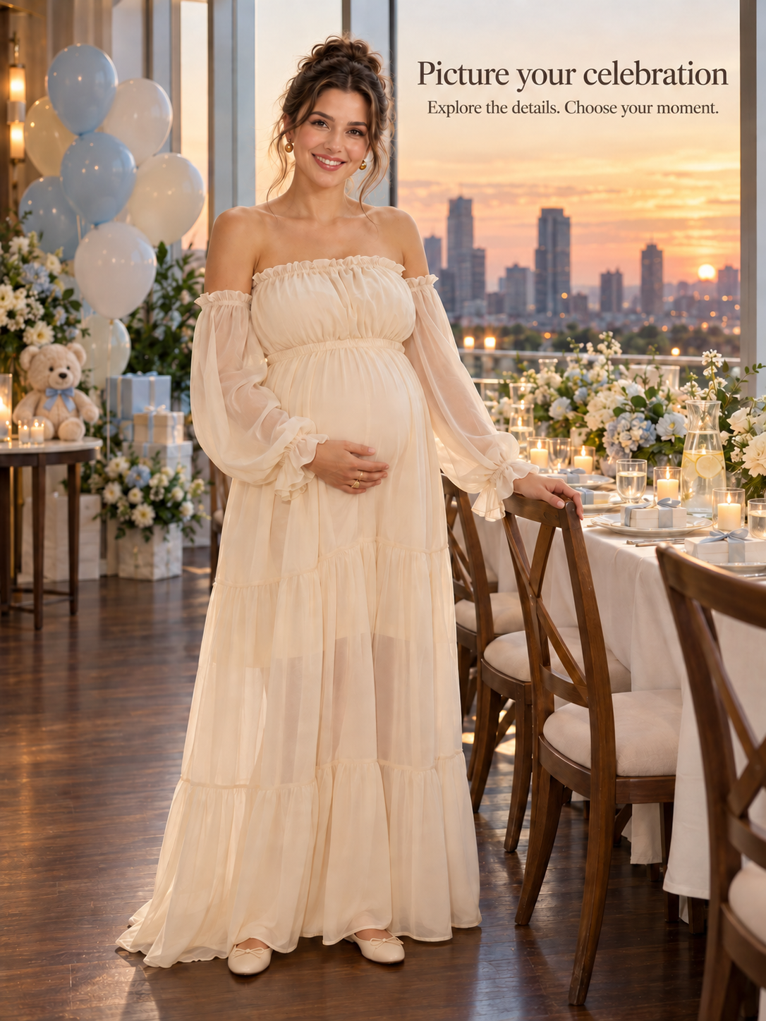 Evelisse Apricot maternity dress — choosing your dress