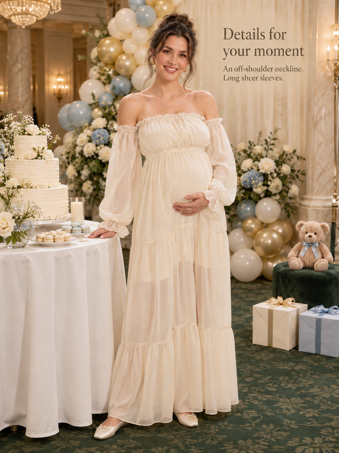 Evelisse Apricot maternity dress — dress details