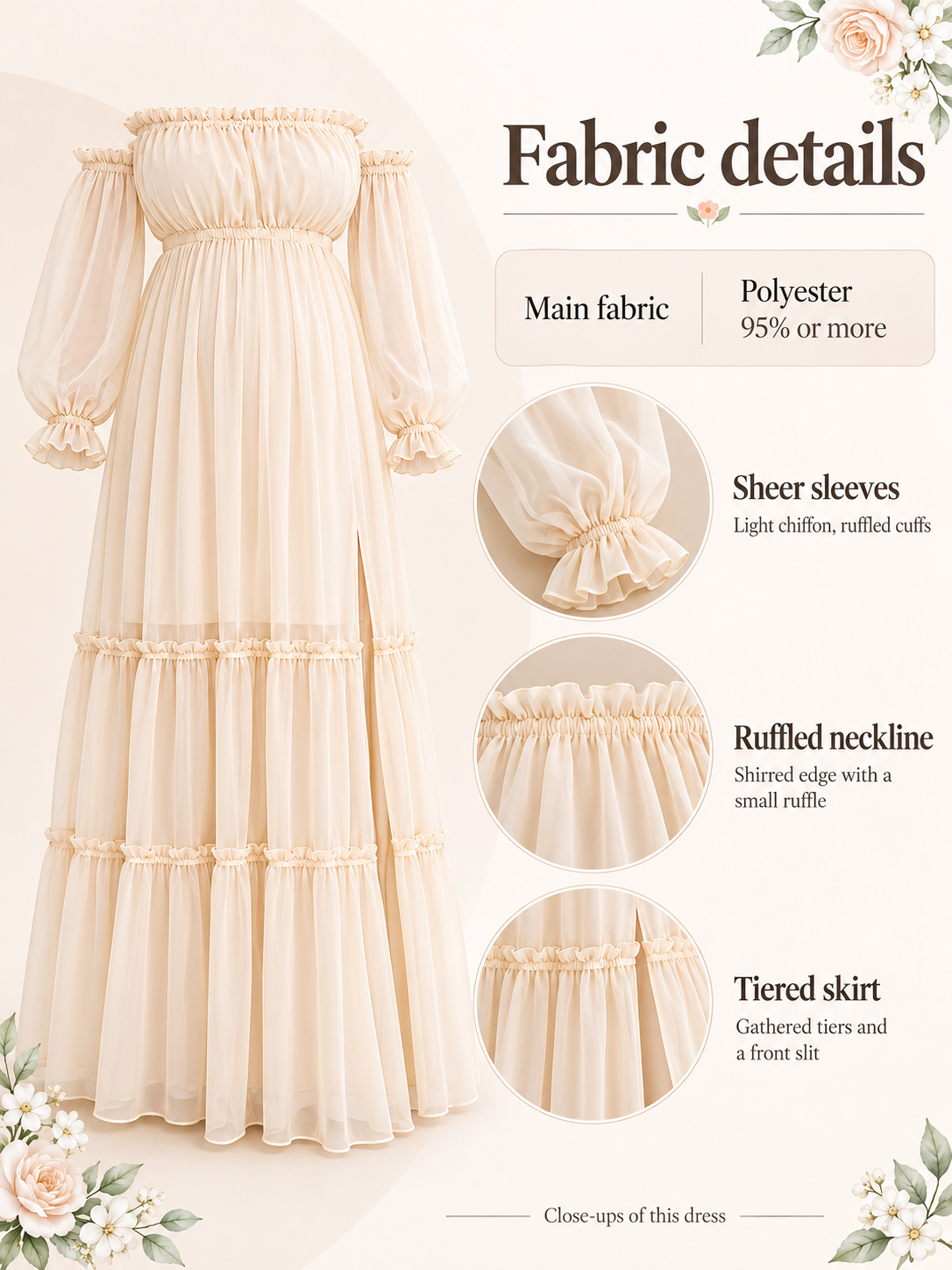 Material guide for the Evelisse Apricot maternity dress