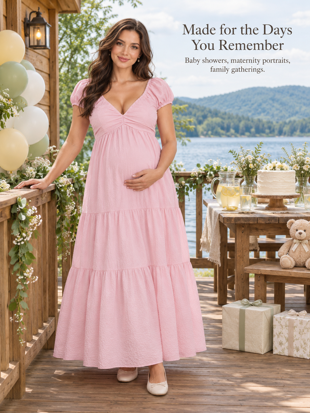 Adeline Baby Pink maternity dress — celebration styling for baby showers and maternity portraits