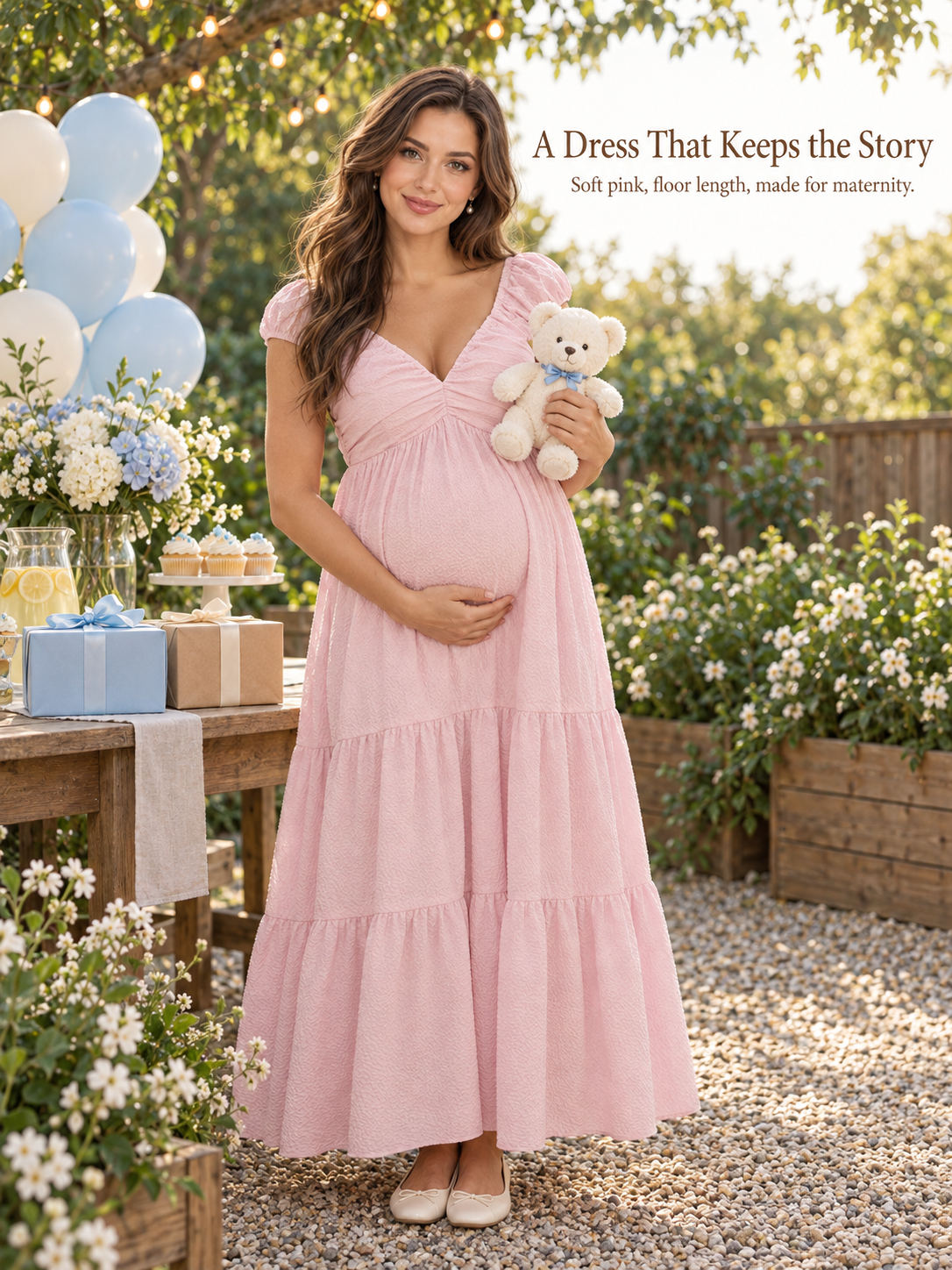Adeline Baby Pink maternity dress — keepsake story for the moments before baby arrives