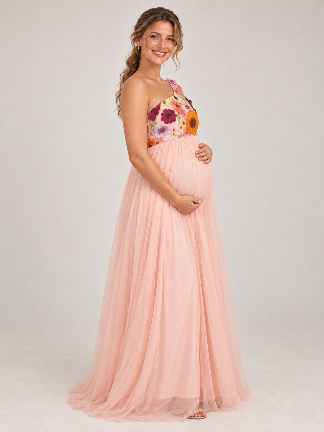 Florielle Pink maternity dress — side silhouette