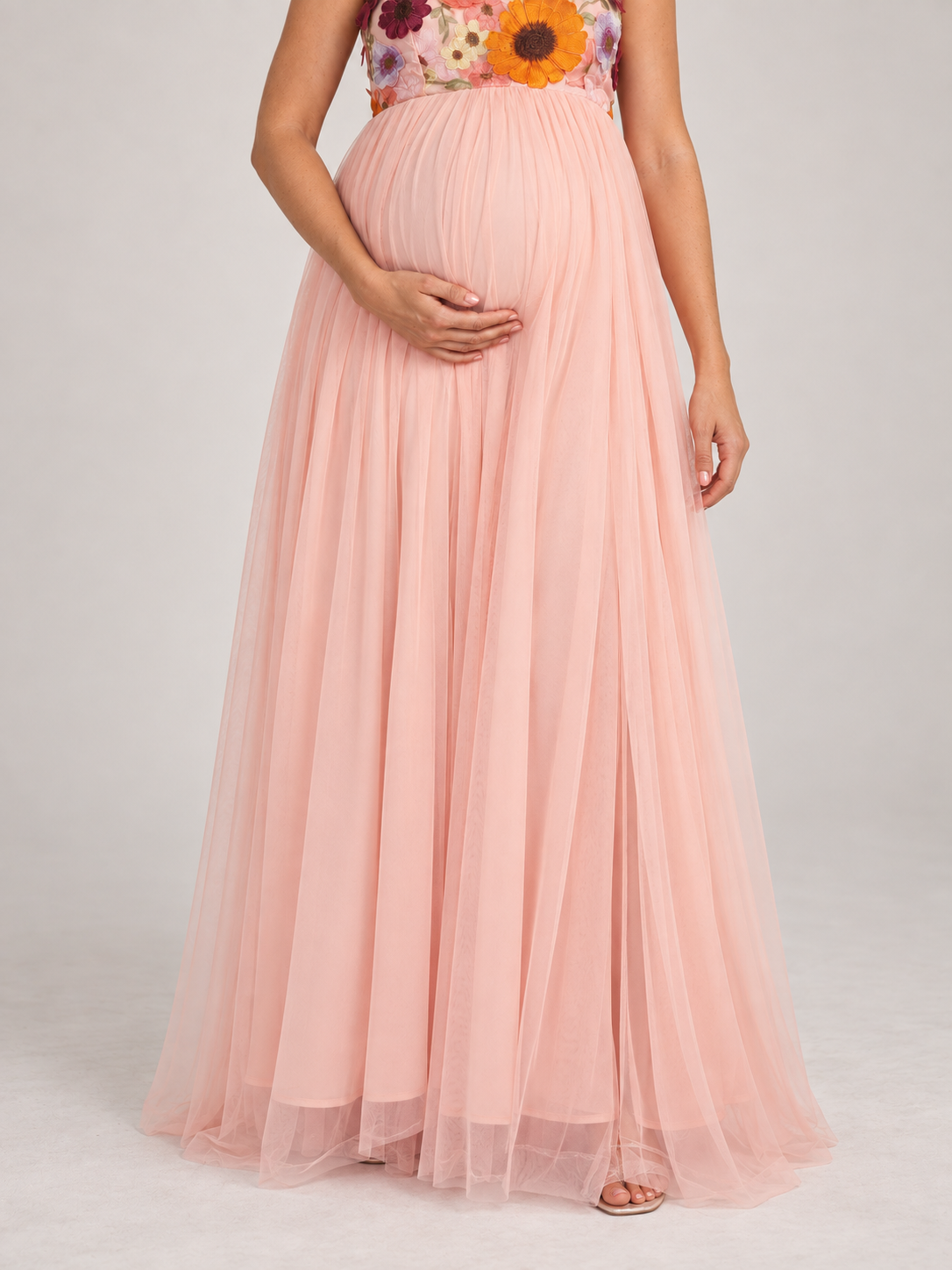 Florielle Pink maternity dress — skirt and hem detail