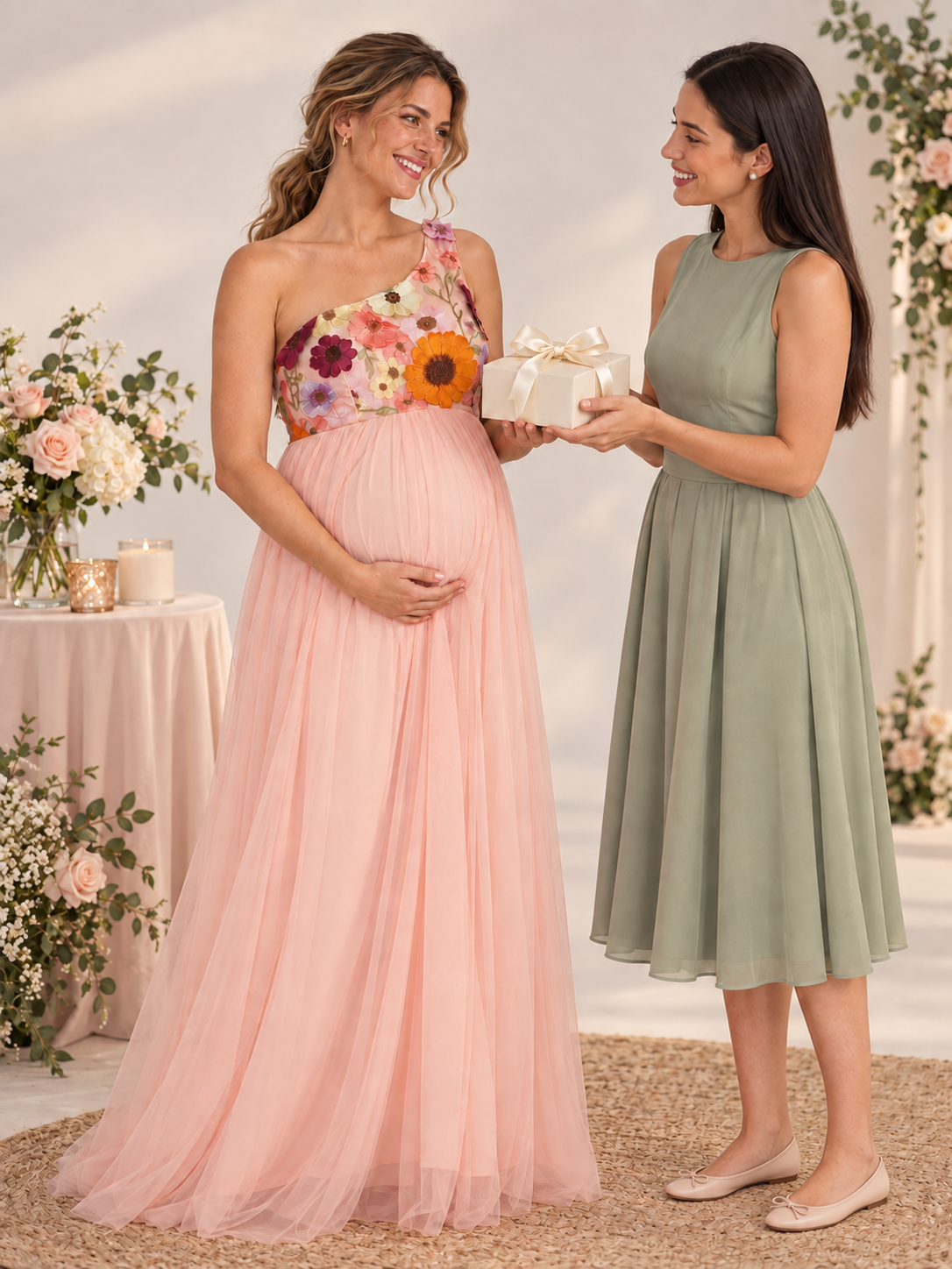 Florielle Pink maternity dress — celebration with loved ones