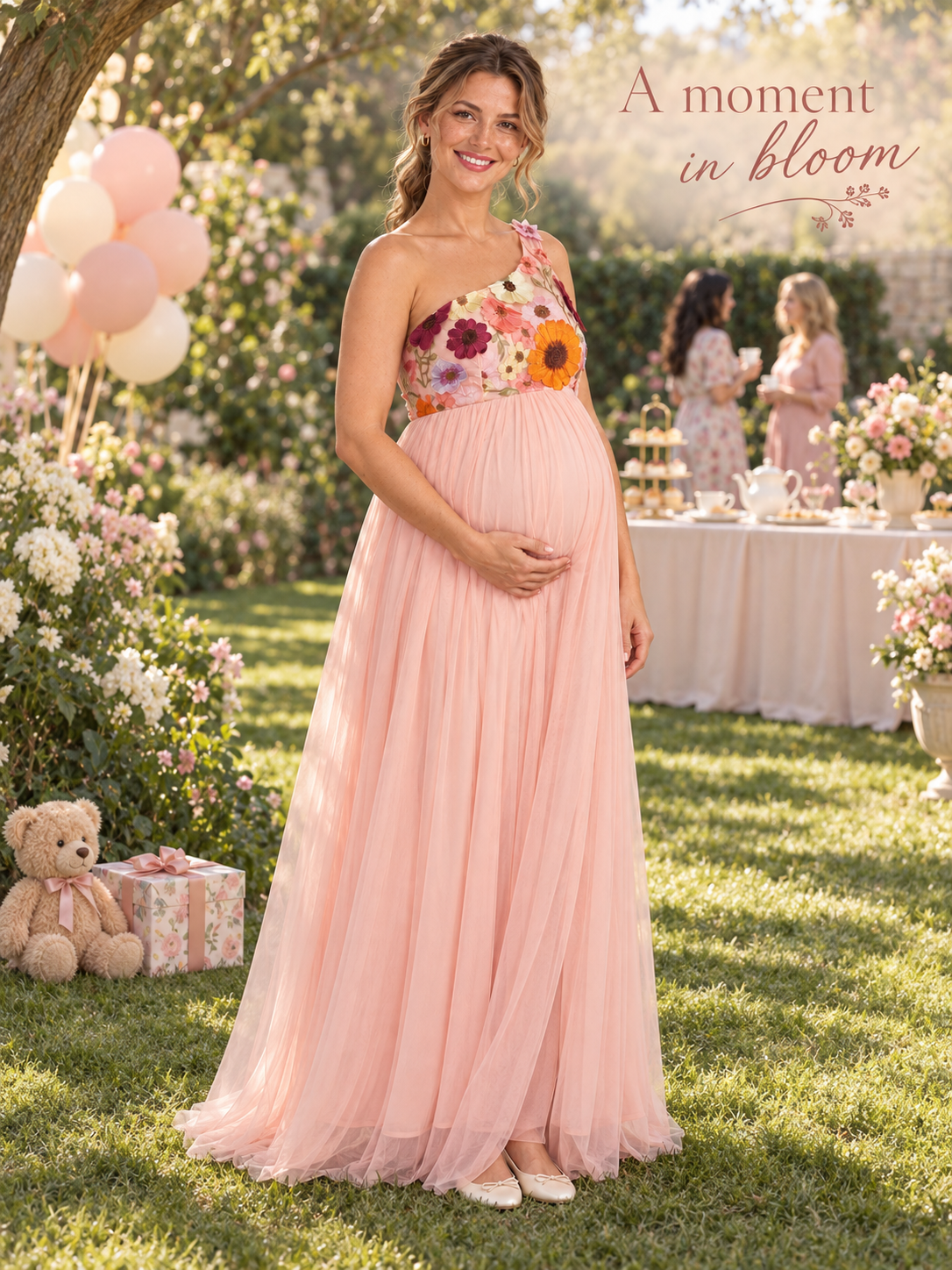 Florielle Pink maternity dress — full dress silhouette