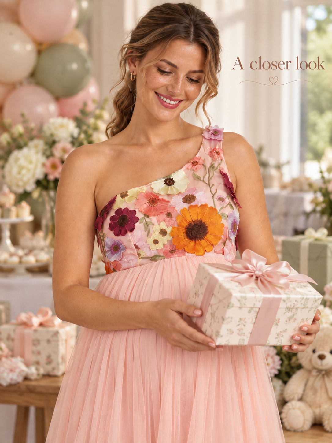 Florielle Pink maternity dress — back or construction detail