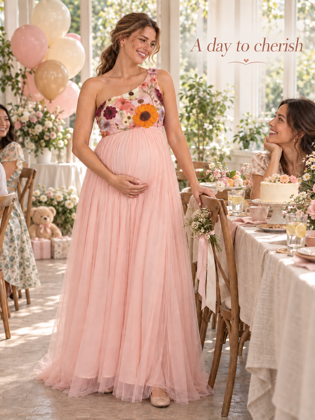 Florielle Pink maternity dress — occasion styling