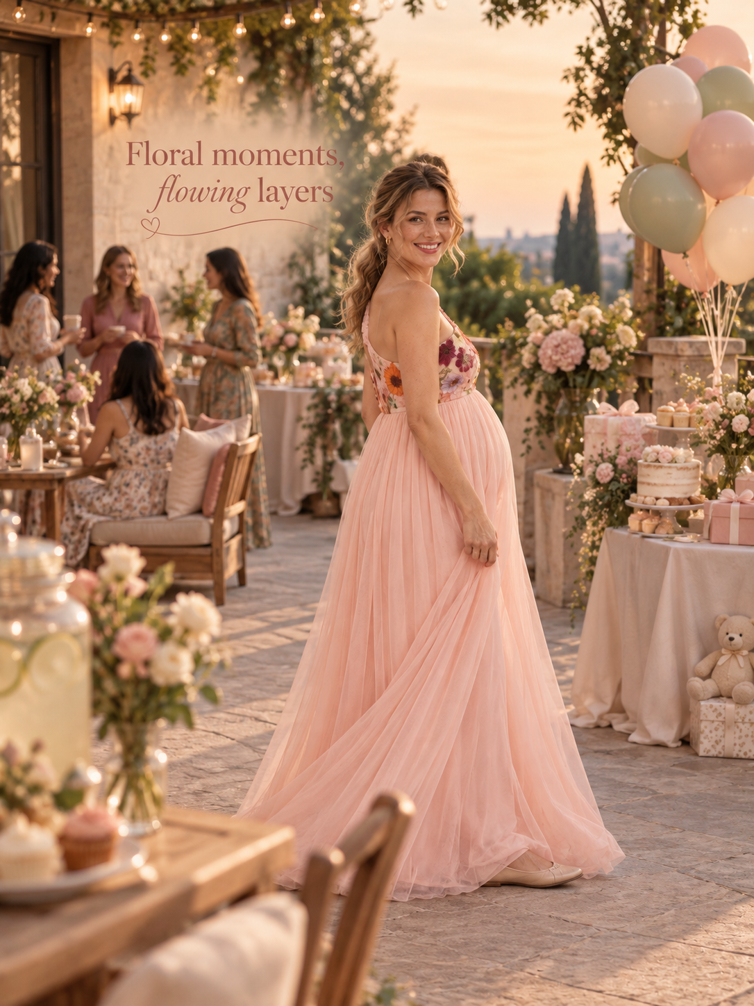 Florielle Pink maternity dress — dress details
