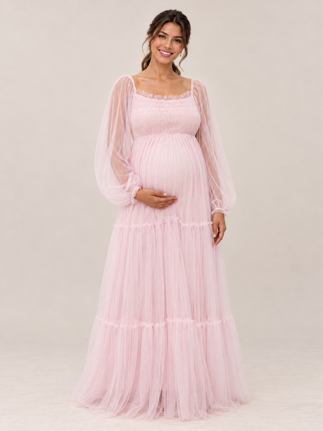 Rosaline Pink maternity dress — front view