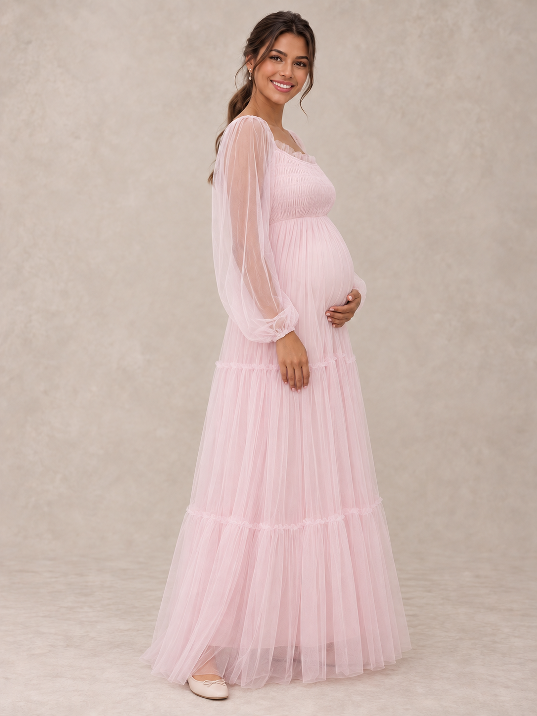 Rosaline Pink maternity dress — side silhouette