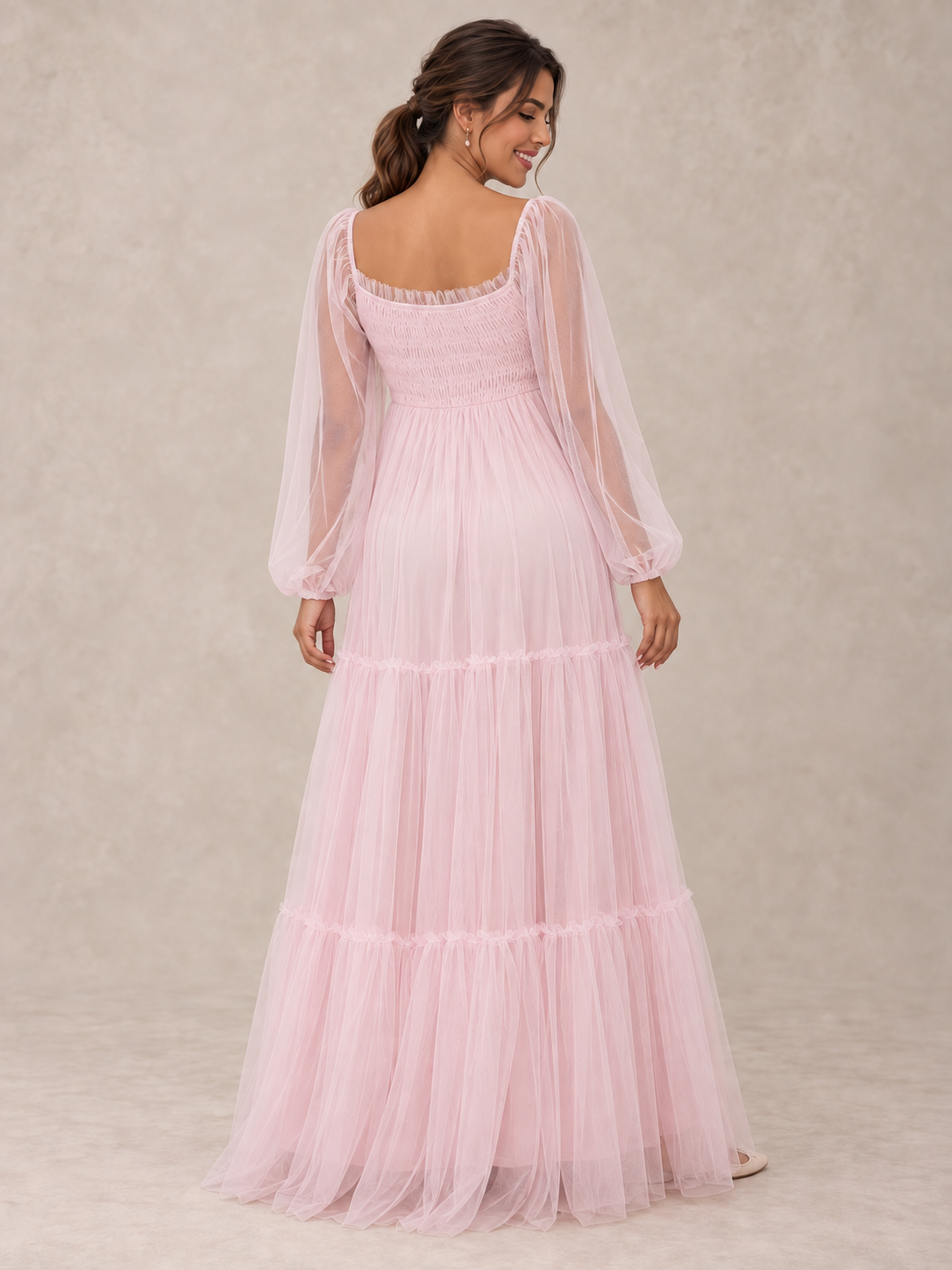 Rosaline Pink maternity dress — back view