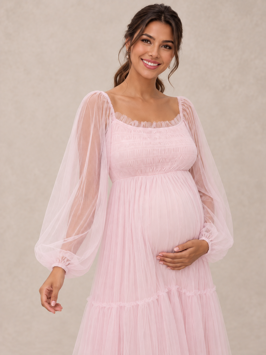 Rosaline Pink maternity dress — shoulder or sleeve detail