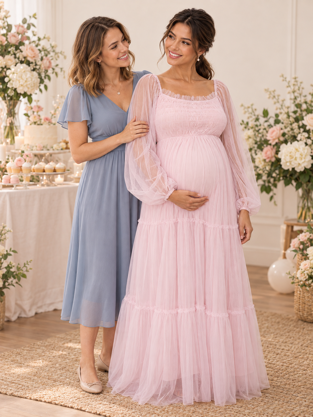 Rosaline Pink maternity dress — celebration with loved ones