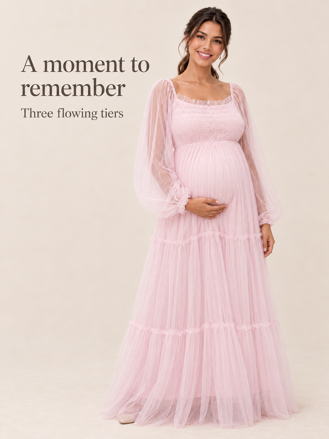 Rosaline Pink maternity dress — full dress silhouette