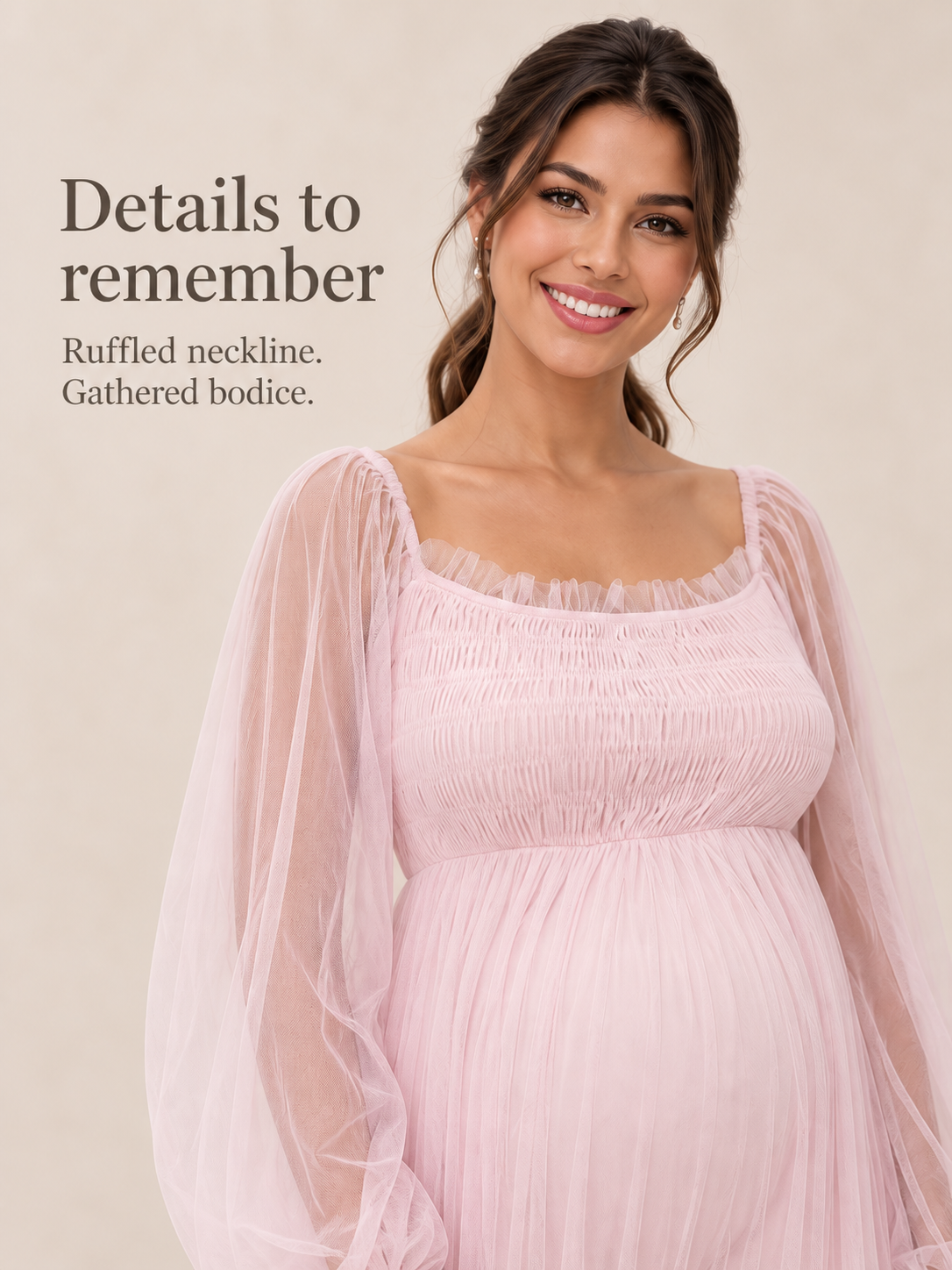 Rosaline Pink maternity dress — back or construction detail
