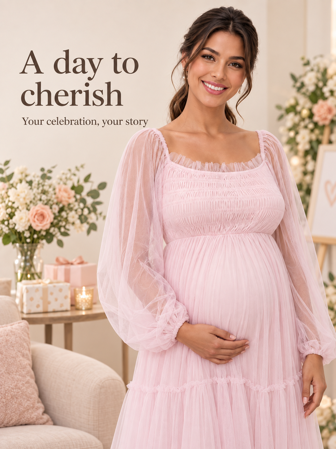 Rosaline Pink maternity dress — occasion styling
