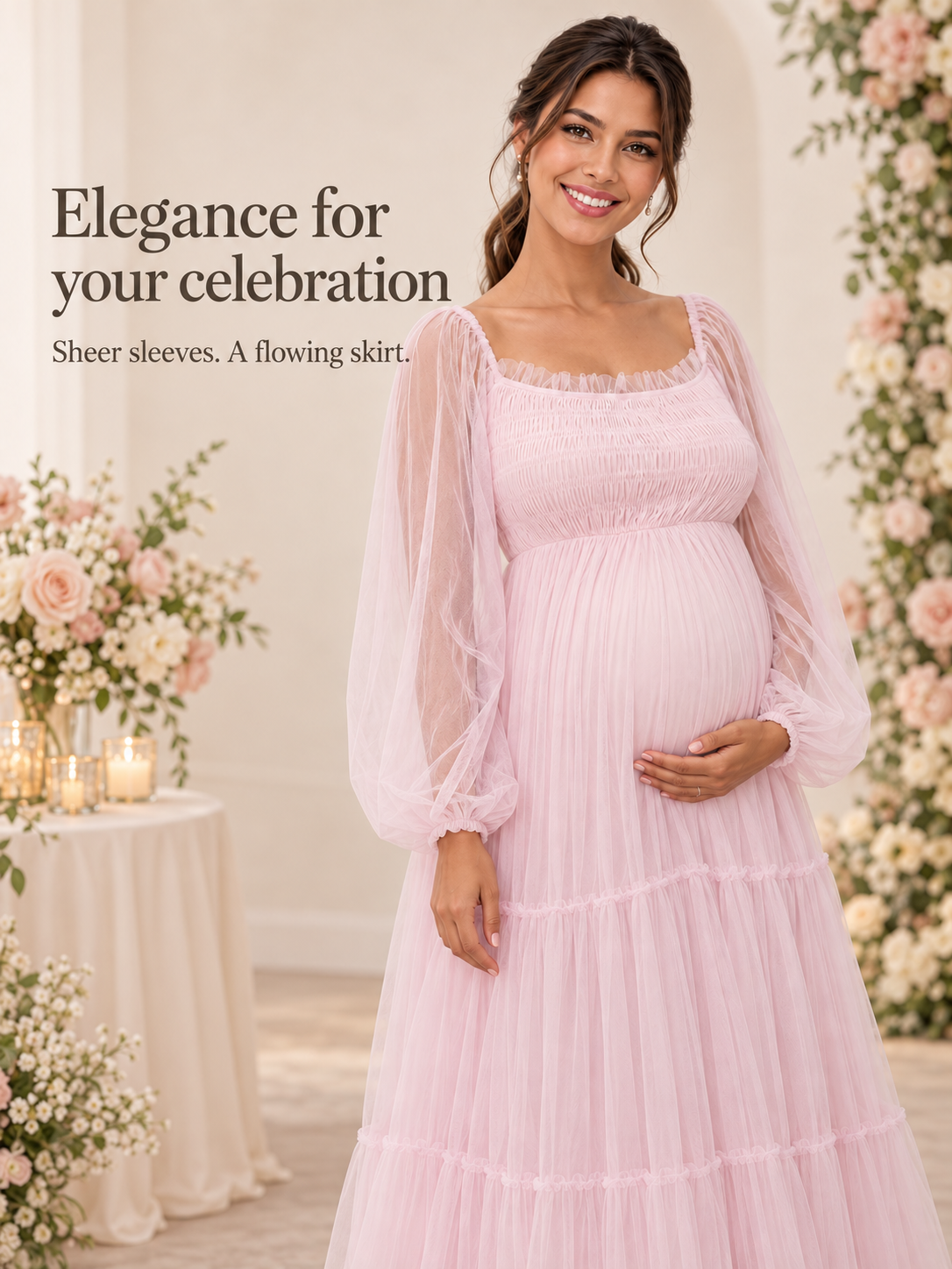 Rosaline Pink maternity dress — dress details