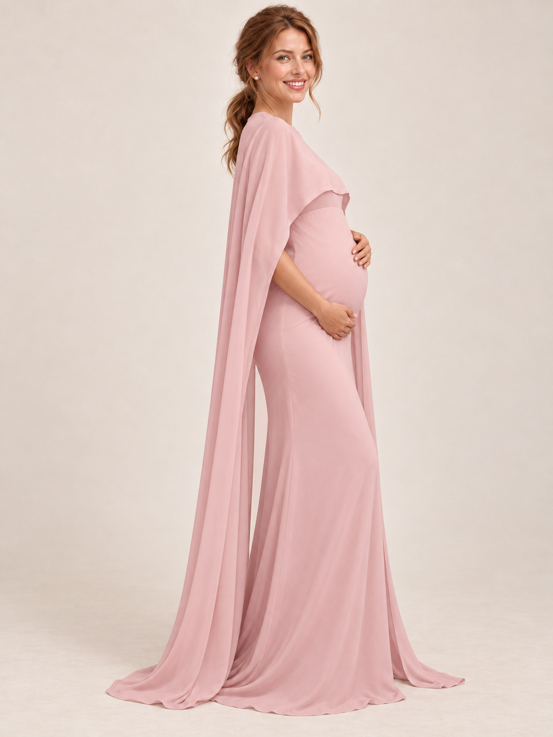 Liora Pink maternity dress — side silhouette