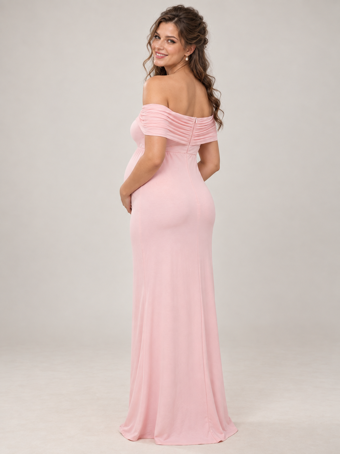 Aveline Pink maternity dress — back view