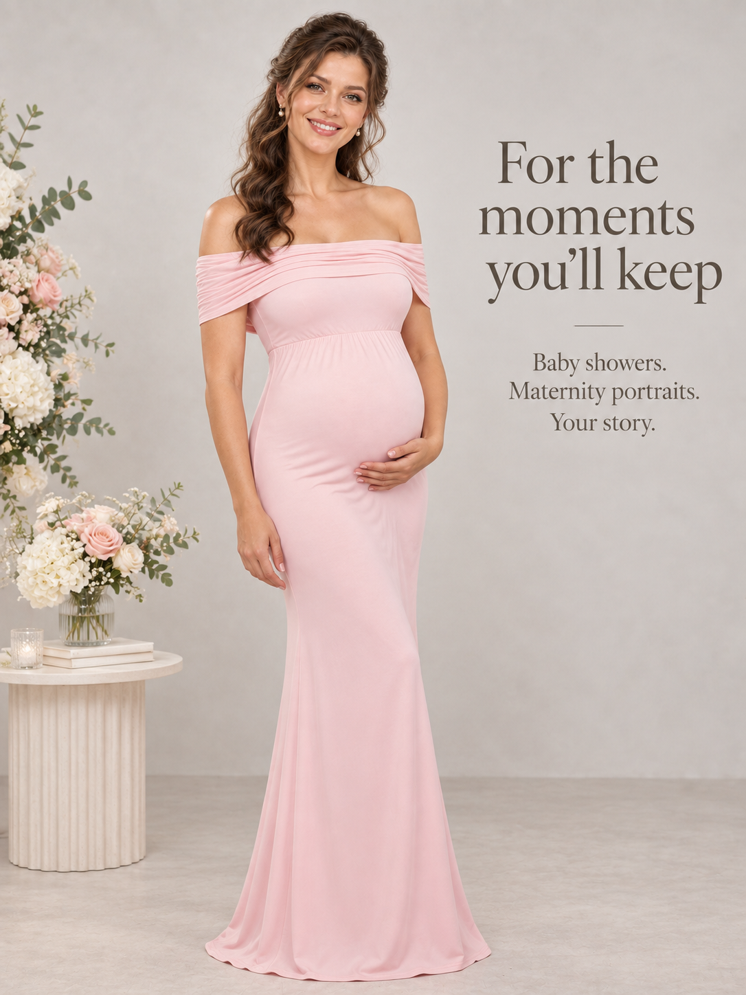 Aveline Pink maternity dress — occasion styling